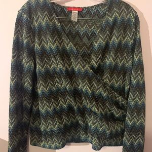 AK Anne Klein stretch wrap style top